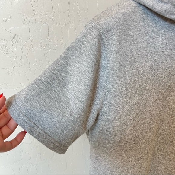 IVI Organic Cotton oversized pullover hoodie, short sleeve, pockets, grey size M - Picture 6 of 12